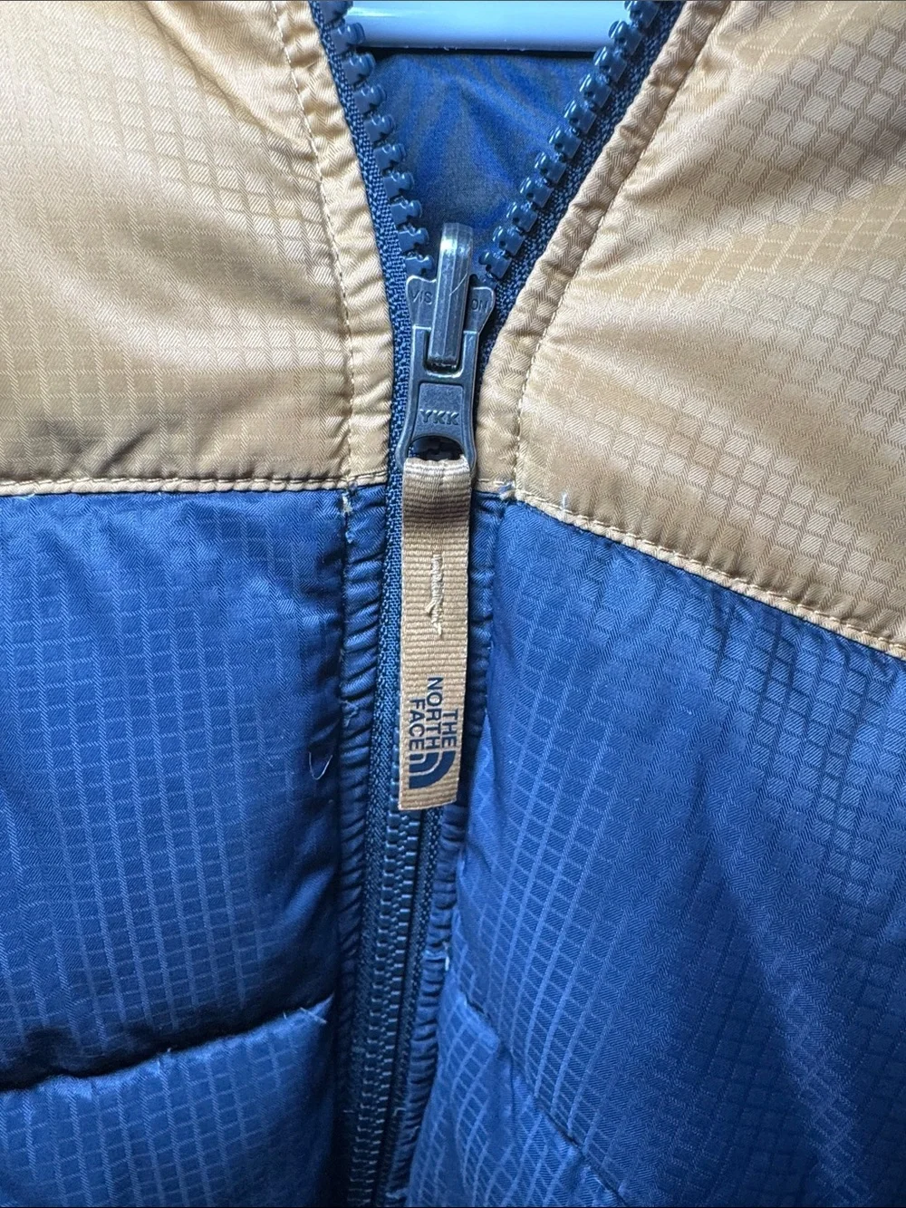 The North Face reversible double sided down Jacket - Navy & Mustard boy XL